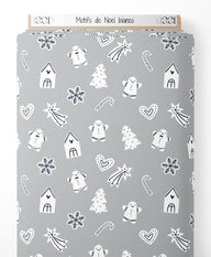 Tissu - Motifs de Noël blancs