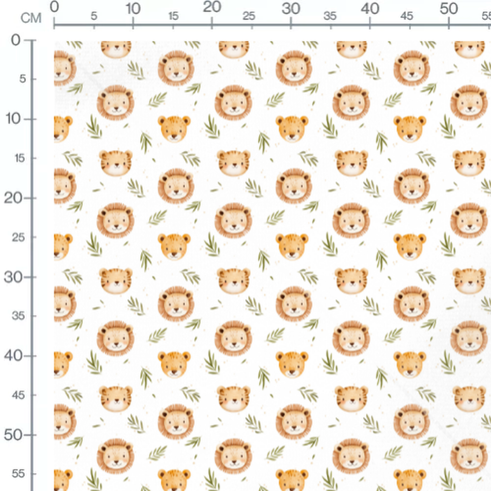 Tissu - Visages de lions et tigres