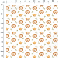 Tissu - Visages de lions et tigres