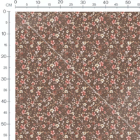 Tissu - Fleurs roses et blanches brunes
