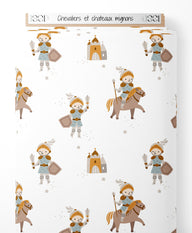 Tissu - Chevaliers et châteaux mignons