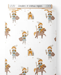 Tissu - Chevaliers et châteaux mignons