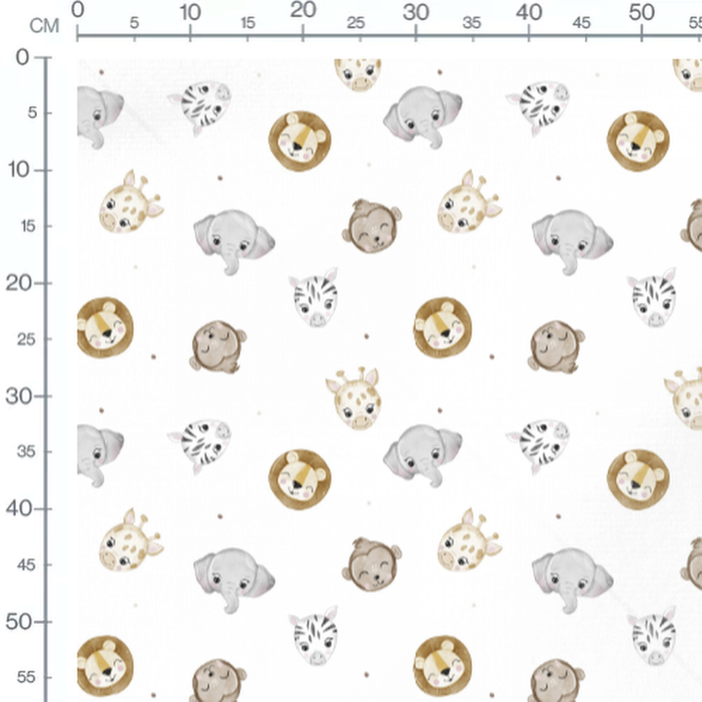 Tissu - Animaux aquarelle sur blanc