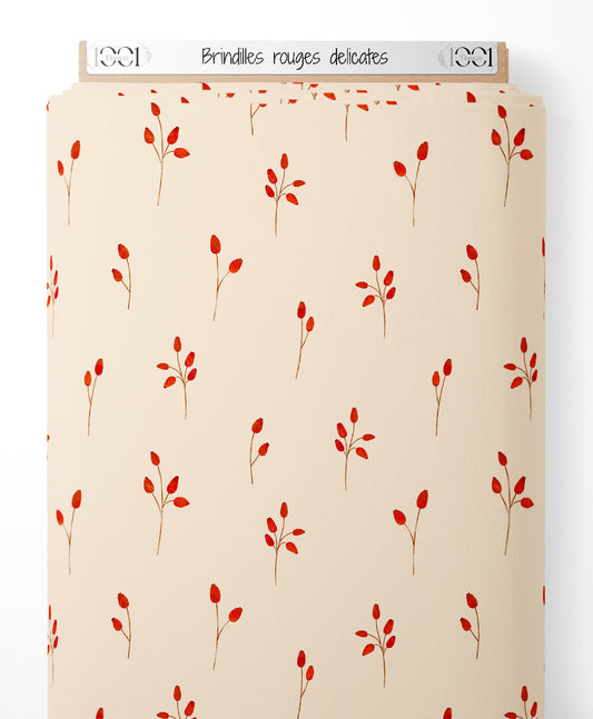 Tissu - Brindilles rouges délicates