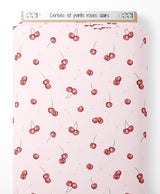 Tissu - Cerises et points roses clairs