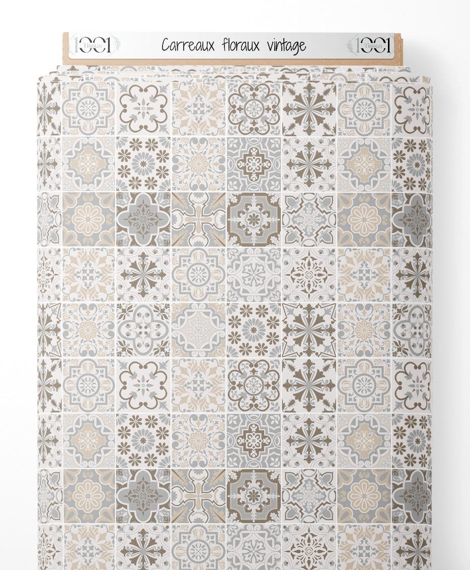 Tissu - Carreaux floraux vintage