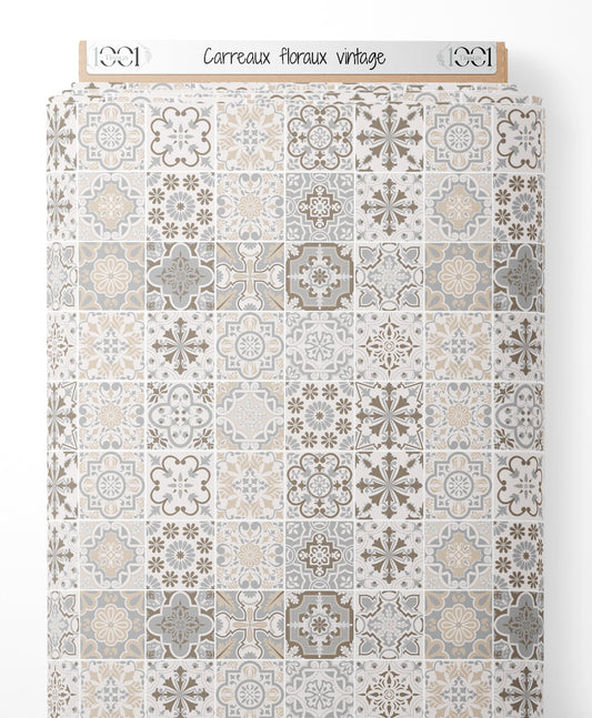 Tissu - Carreaux floraux vintage