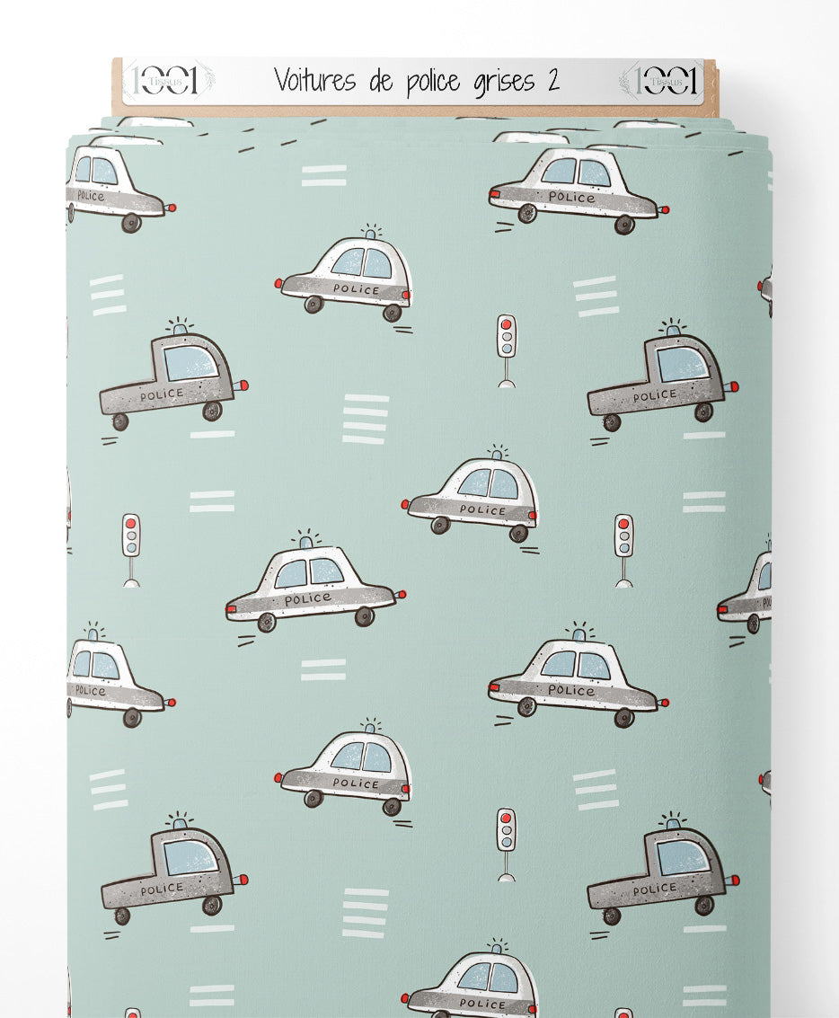 Tissu - Voitures de police grises 2