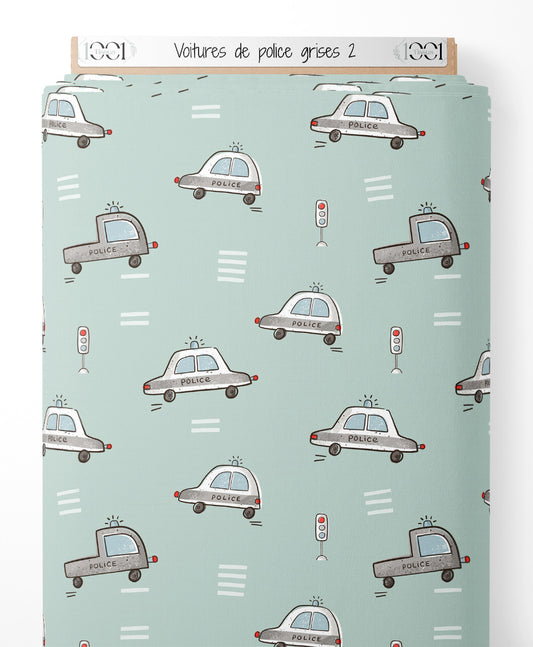 Tissu - Voitures de police grises 2