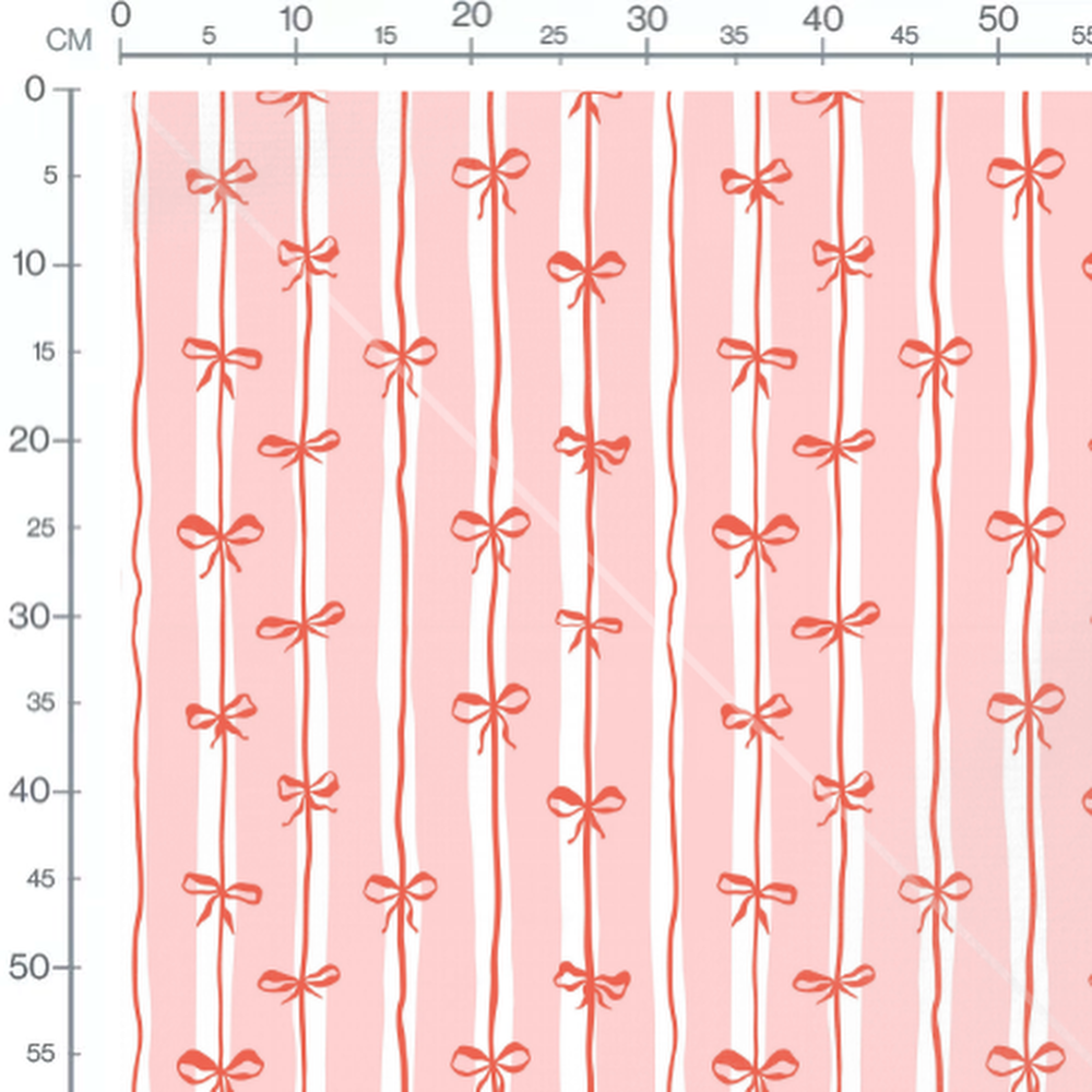 Tissu - Nœuds rouges sur rayures