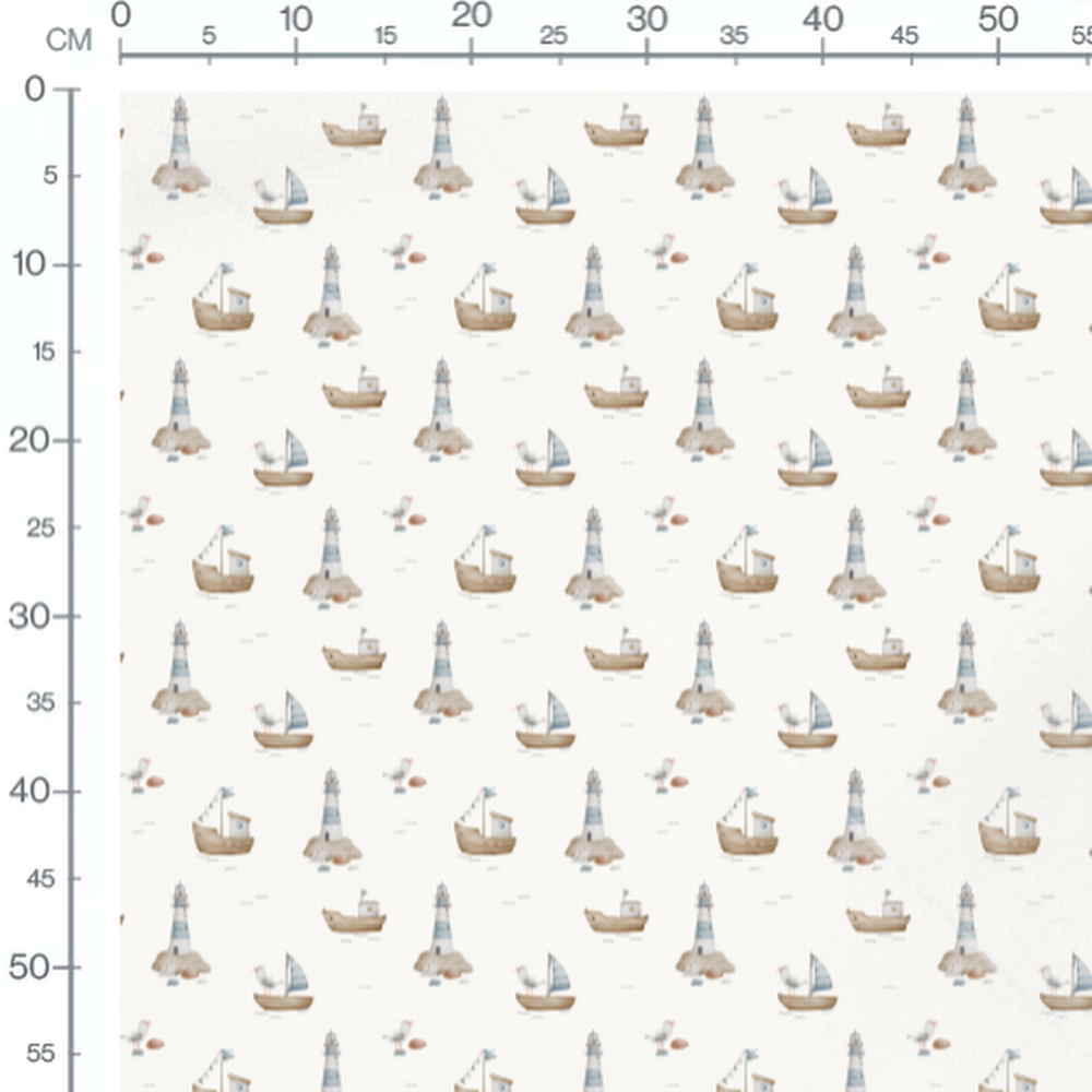 Tissu - Phare et bateaux marins