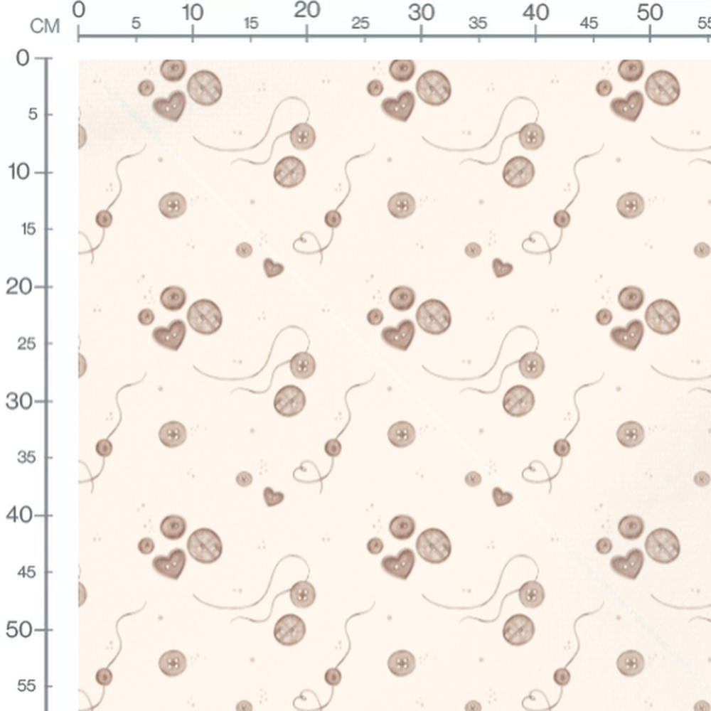 Tissu - Cœurs et points sur crème