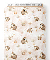 Tissu - Tortues marron et étoiles beige
