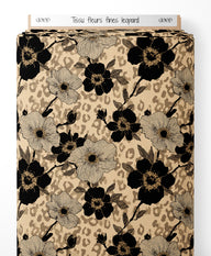 Tissu - fleurs fines leopard