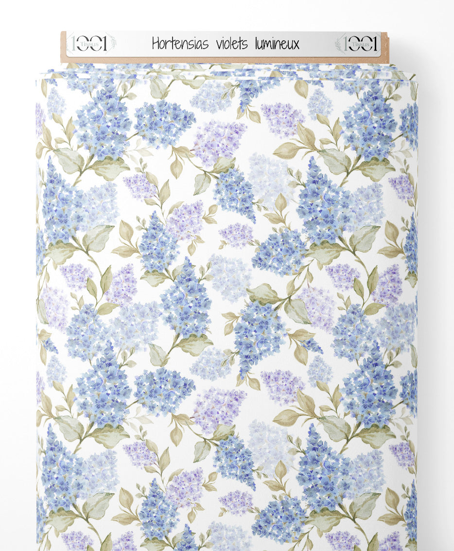Tissu - Hortensias violets lumineux