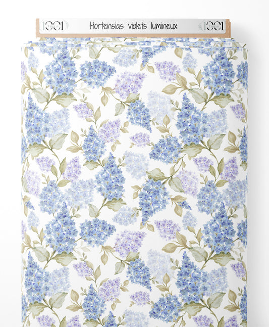 Tissu - Hortensias violets lumineux