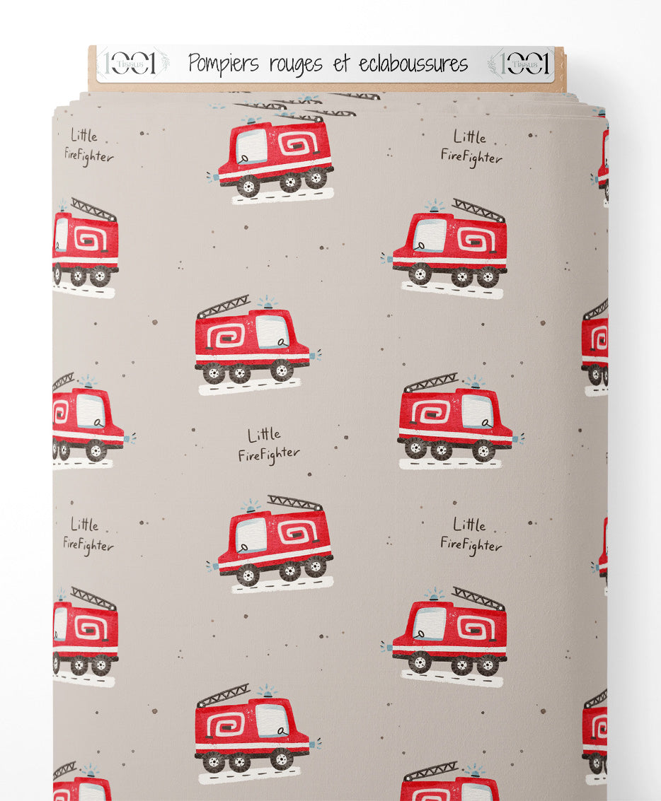 Tissu - Pompiers rouges et éclaboussures