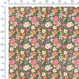 Tissu - Fleurs multicolores sur fond sombre