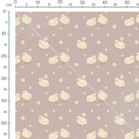 Tissu - Poussins sur fond beige