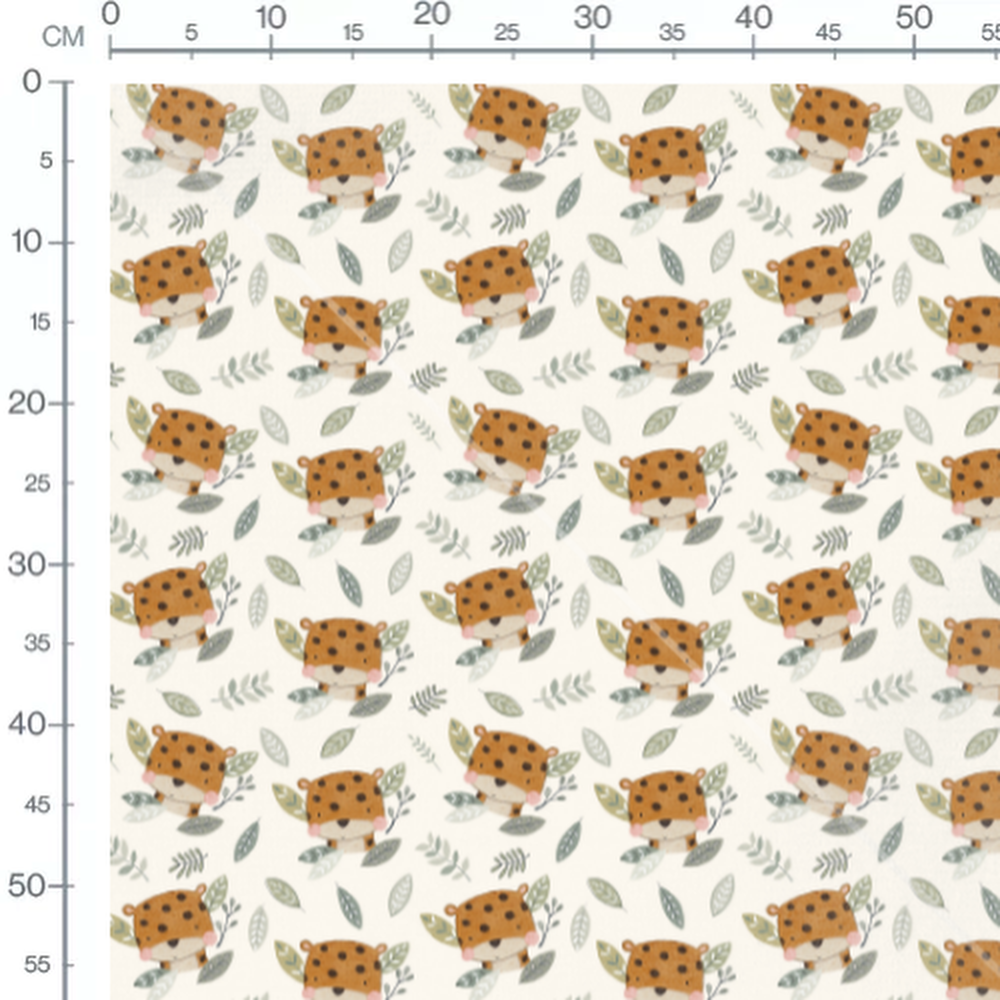 Tissu - Têtes d'animaux sur beige 2