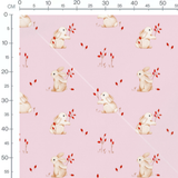 Tissu - Lapins beige sur fond rose clair
