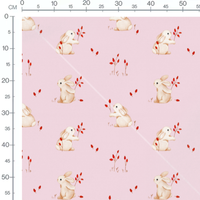 Tissu - Lapins beige sur fond rose clair