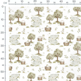 Tissu - Canards et arbres aquarelle