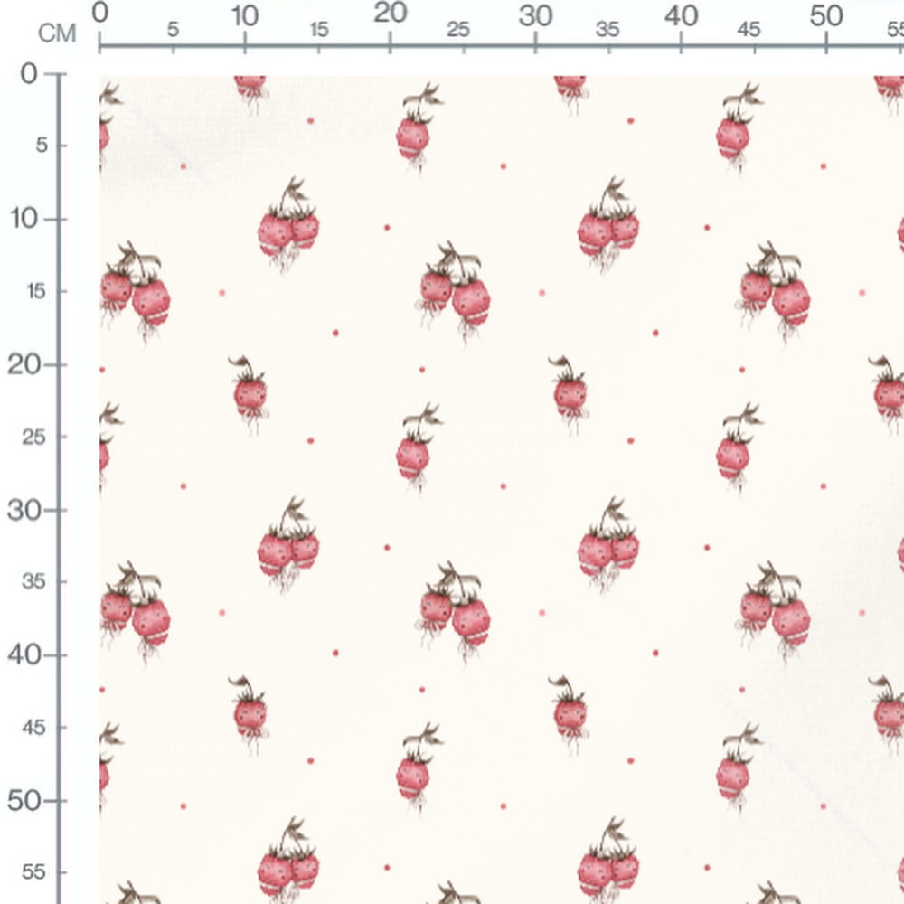 Tissu - Radis joyeux et points roses