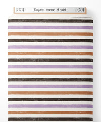 Tissu - Rayures marron et violet