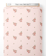 Tissu - Fleurs roses sur fond rose 3