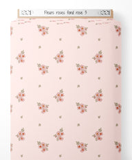 Tissu - Fleurs roses sur fond rose 3