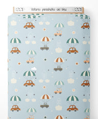 Tissu - Voitures parachutes ciel bleu