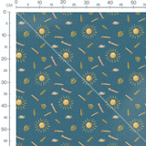 Tissu - Soleils et crayons souriants