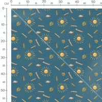 Tissu - Soleils et crayons souriants