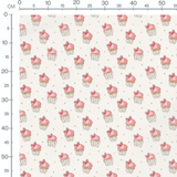 Tissu - Cupcakes roses et pois