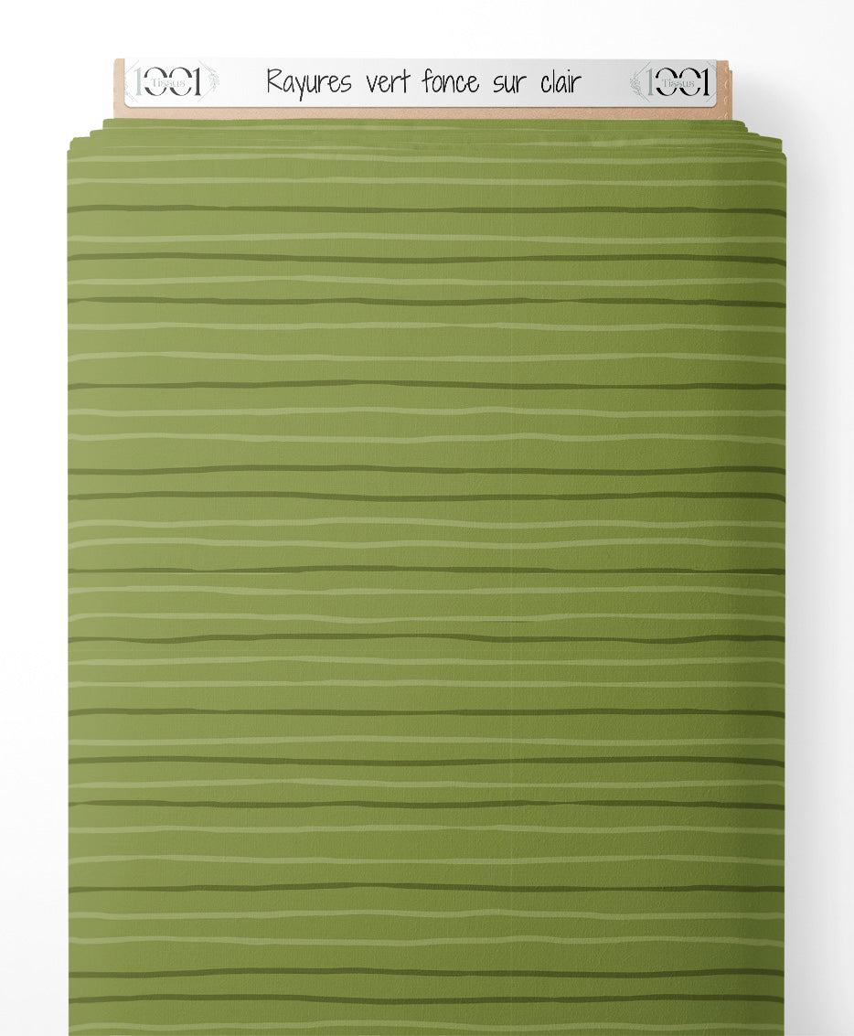 Tissu - Rayures vert foncé sur clair