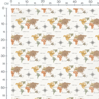 Tissu - Carte du monde vintage