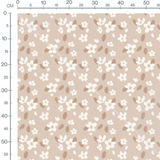 Tissu - Fleurs blanches et formes marron