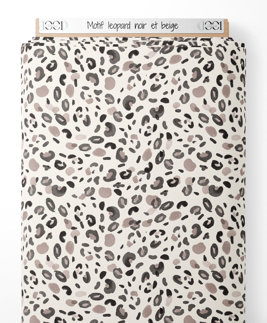 Tissu - Motif léopard noir et beige