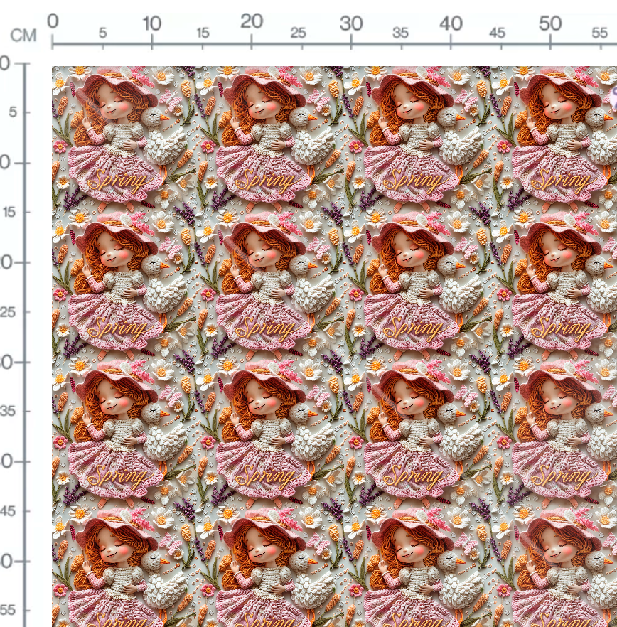 Tissu - 3D Fille Printemps