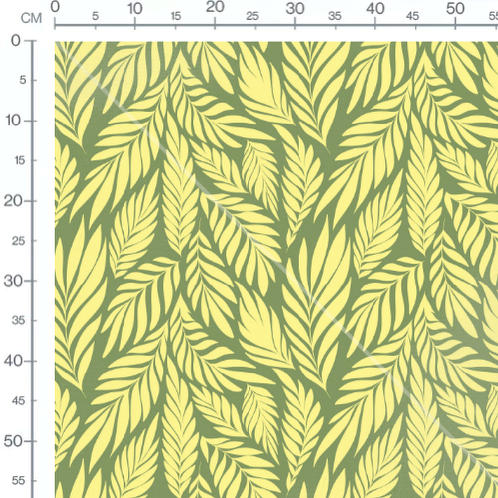 Tissu - Feuilles jaunes sur vert foncé