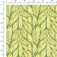 Tissu - Feuilles jaunes sur vert foncé