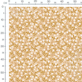 Tissu - Fleurs blanches et feuilles marron 2