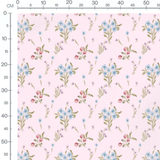 Tissu - Fleurs bleues et bourgeons