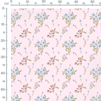 Tissu - Fleurs bleues et bourgeons