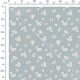 Tissu - Fleurs blanches et brunes