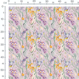Tissu - Fleurs aquarelle fond mauve