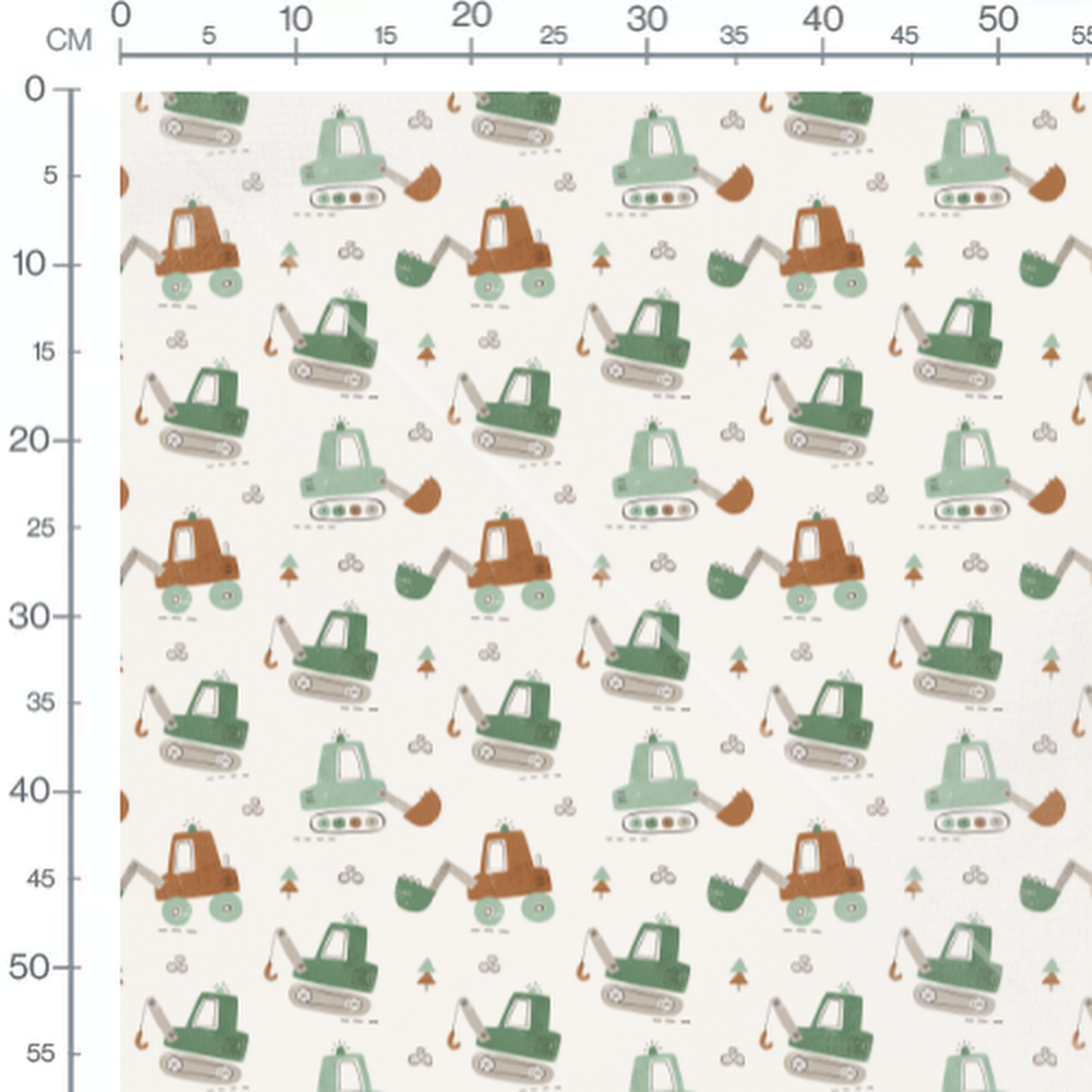 Tissu - Engins verts et marron