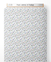 Tissu - Fleurs colorées et feuillage
