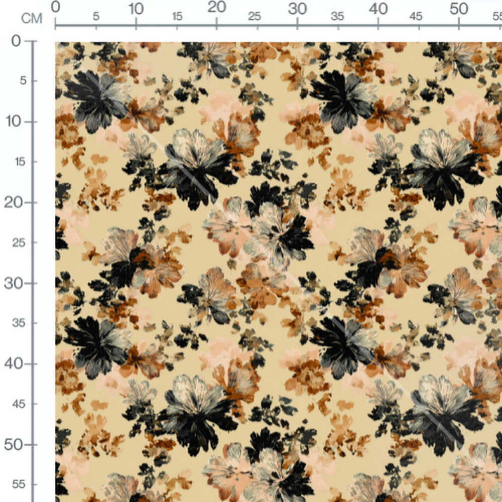 Tissu - fleurs abstraites brunes